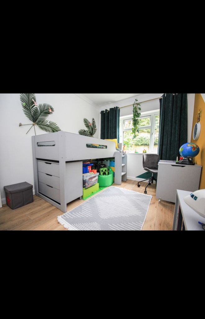 Bunk bed with storage and desk