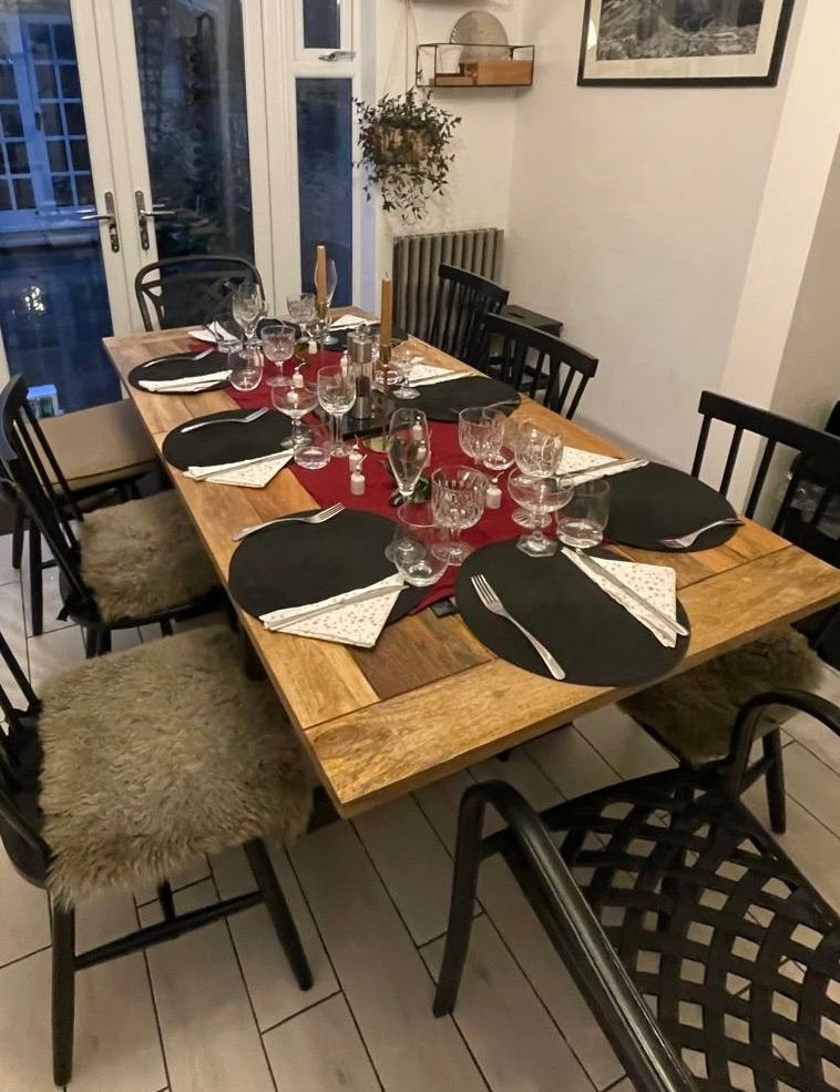 Extending Industrial Rustic Dining Table Drop Leaf Hardwood Finish