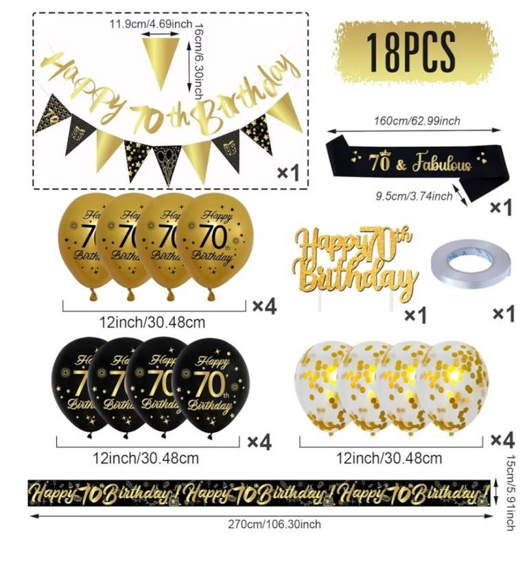 Happy 70th Birthday Party Decoration Set 