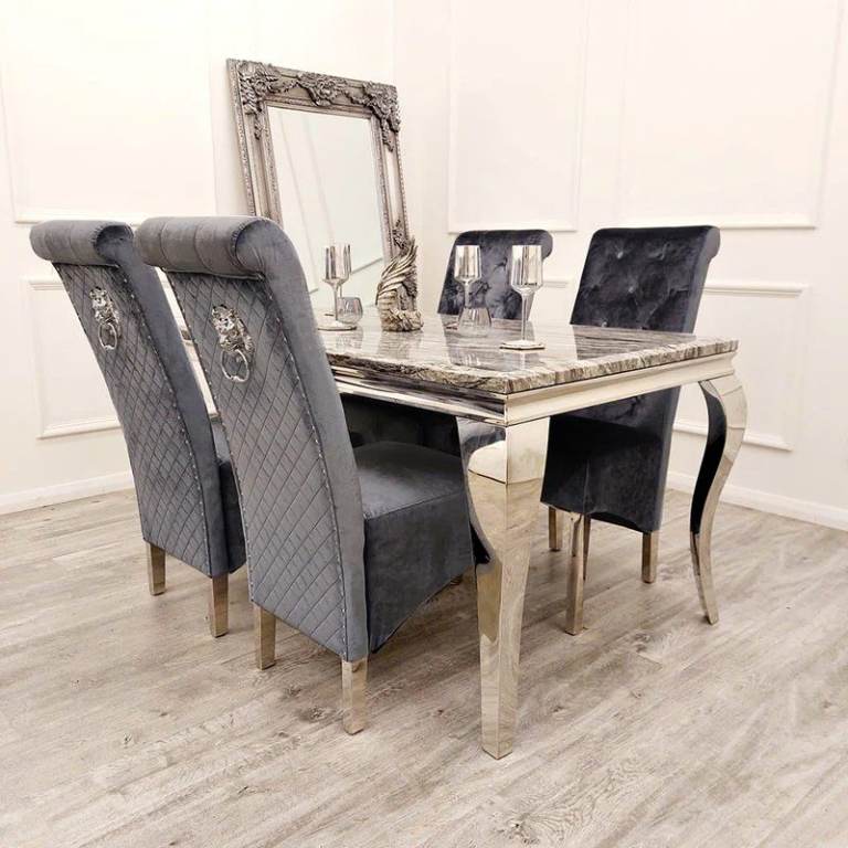 Stylish Grey Dining Table and 4 Chairs Set – Modern Design