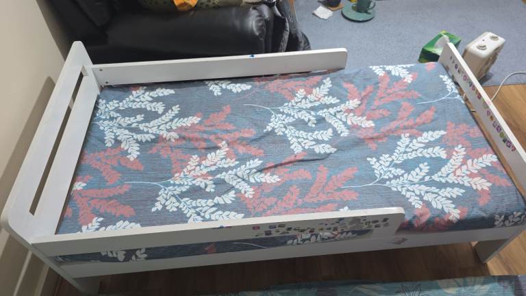 Taurus Wooden Bed Toddler Solid Pine Wood Children Kids Junior Bed Frame White with storage 