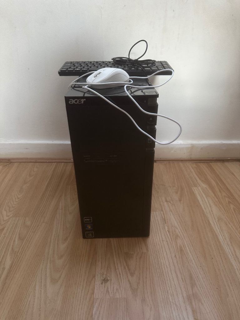 Acer M3400 Desktop Tower PC with Wired Keyboard & Mouse, Black Office Use