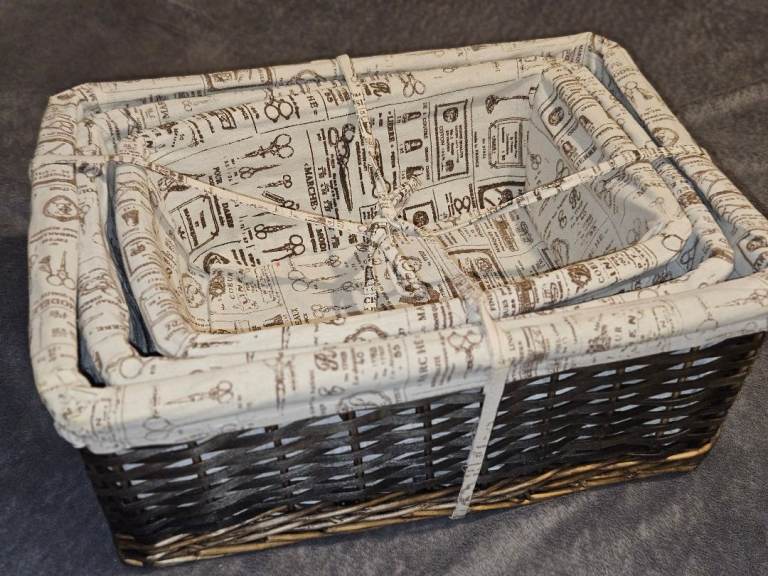 Set of 3 Rattan Storage Baskets 