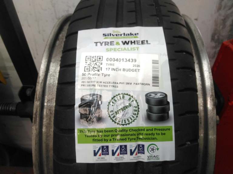205 50 R17 93w Accelera Ph1 5mm Partworn Pressure Tested Tyres