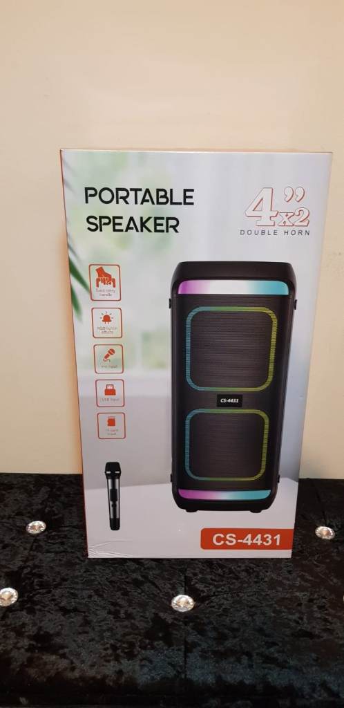 Portable Speeker Wireless Bluetooth Speaker LED Light Party Speaker Karaoke Mic