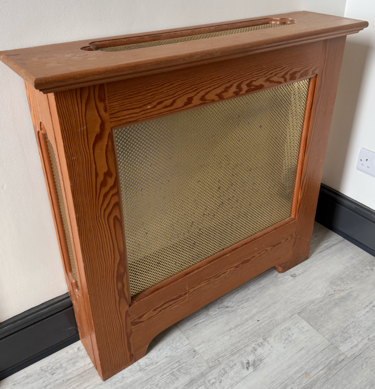Bespoke Radiator Cover: gold Brass & solid Wood, handmade, various sizes