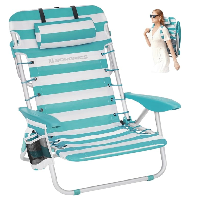 SONGMICS Portable Backpack Beach Chair, 4 Angles Adjustable Backrest