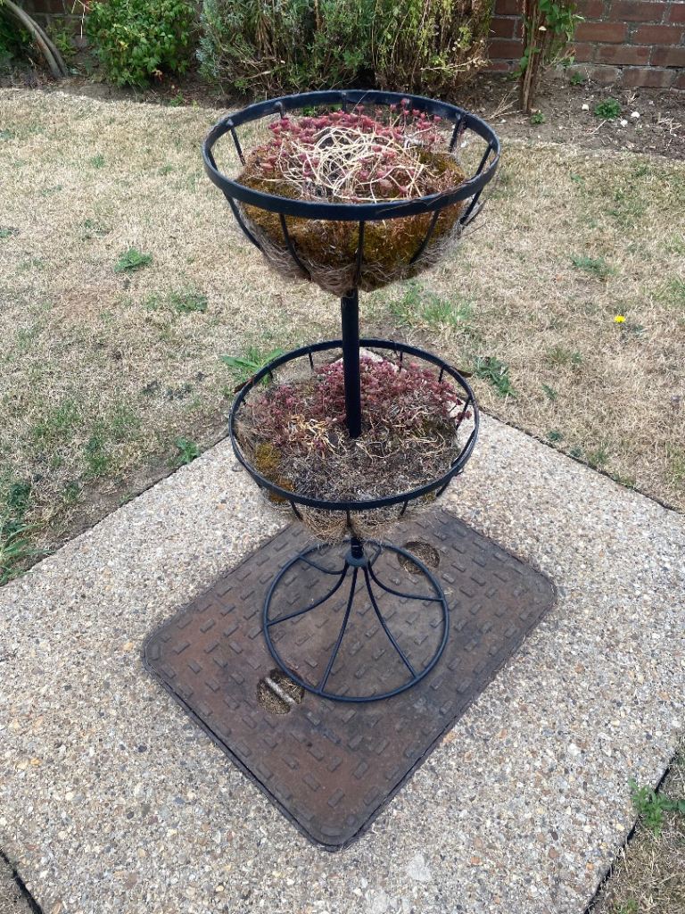Two-Tier Metal Garden Planter Basket – Good Condition