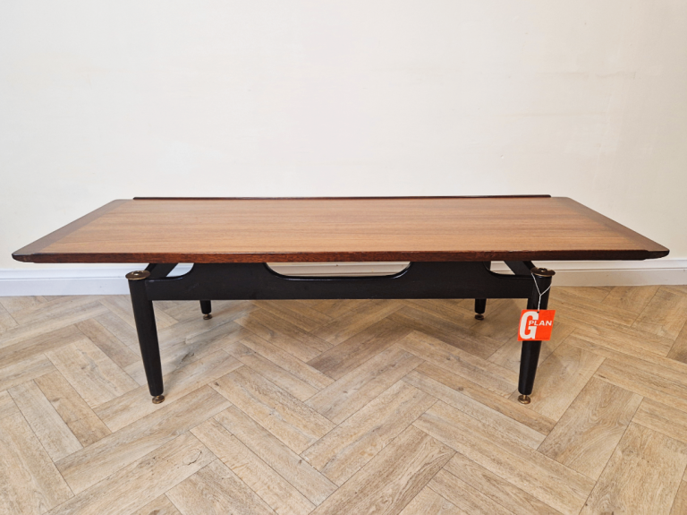 G Plan E Gomme Vintage Gold Label Tola & Black Liberanza Long John Coffee Table BL808