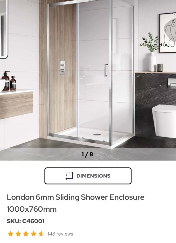 1000mm x 760mm Shower Enclosure 