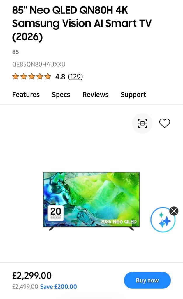 BRAND NEW Samsung QE85QN80H