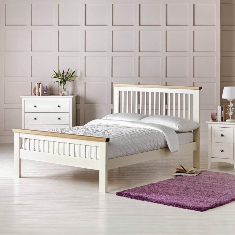 Aubrey Double Wooden Bed Frame - Two Tone