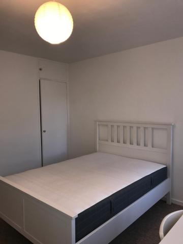 White Double Bed Frame with Slatted Headboard - Good Condition