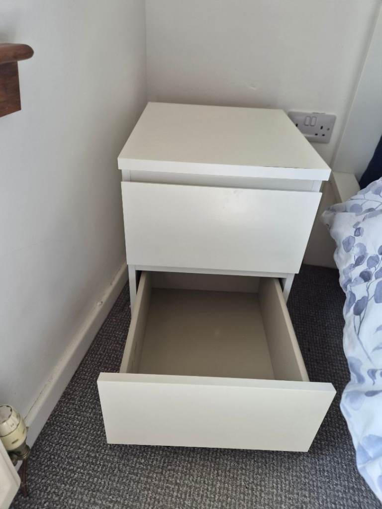 IKEA White Bedside Table with 2 Drawers