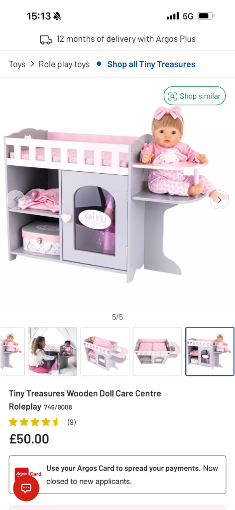 Tiny Treasures Wooden Doll Care Centre - NEW in Box