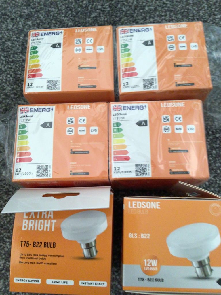 LEDSONE T75-B22 Extra Bright 12W LED Bulbs - New