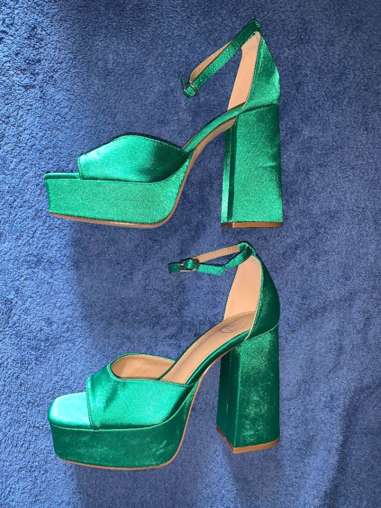  New Missguided Green Platform Heels UK Size 7 IP1