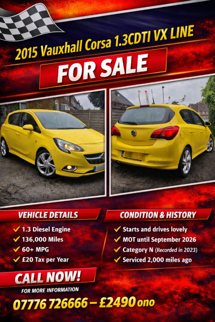 2015  Vauxhall Corsa 1.3 Cdti SRI VX LINE