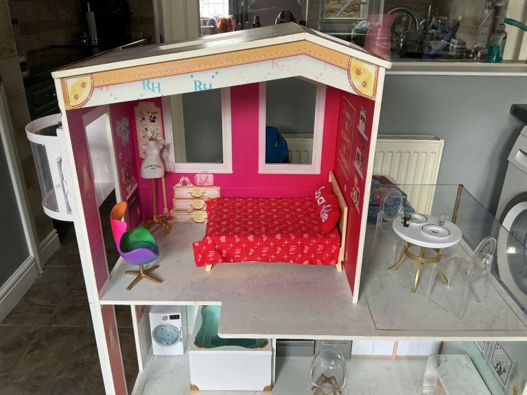 Large Wooden Dollhouse with Furniture.