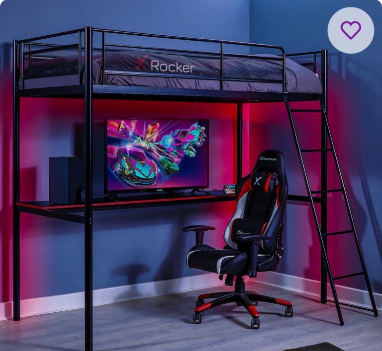 X Rocker HQ High Sleeper Gaming Bunk Bed with Built-in-Desk