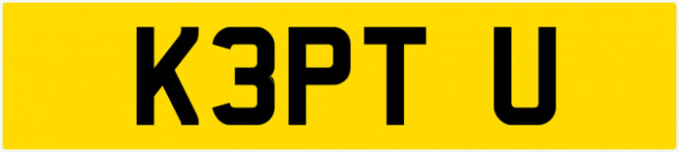 K3PT U - KEPT, YOU, KEEP, PRIVATE CHERISHED NUMBER PLATE