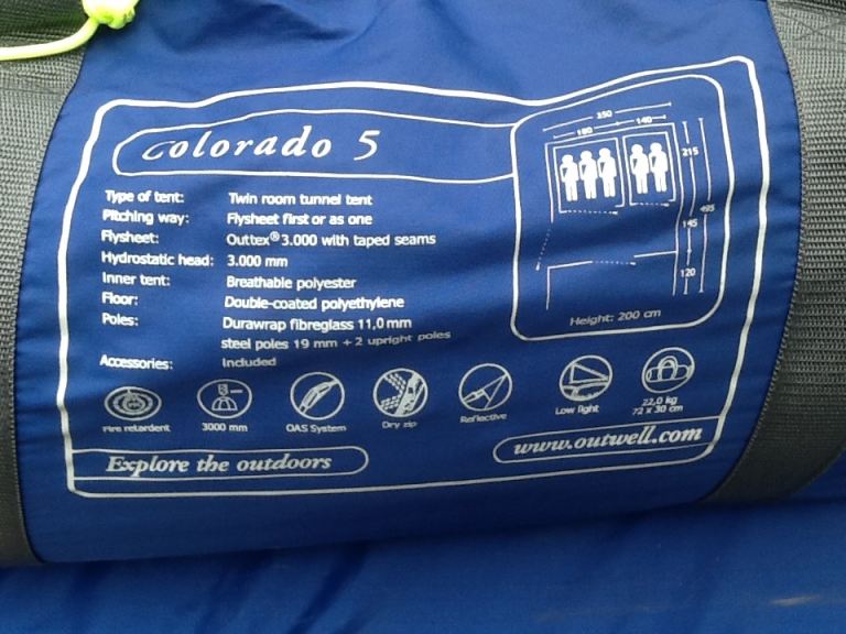Outwell Colorado 5 Twin Room Tunnel Tent - Good Condition