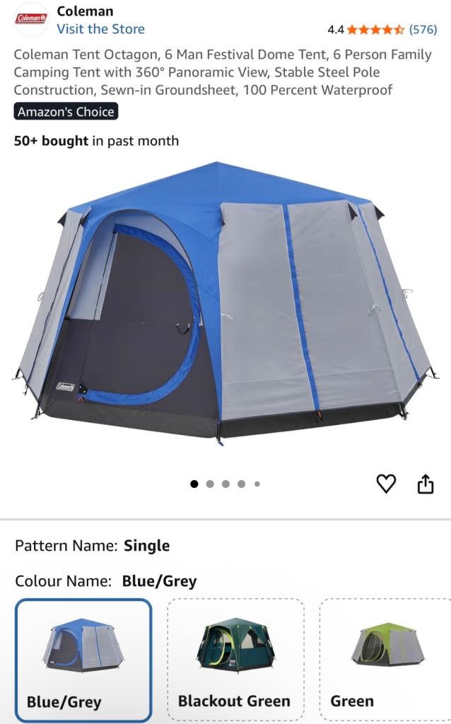 Coleman Octagon 6-Person Festival Dome Tent - Blue/Grey, New