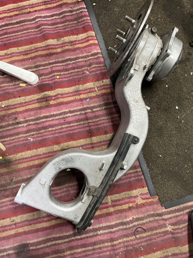 FVR 750 rear swing arm swinging arm with Cush drive sprocket carrier.