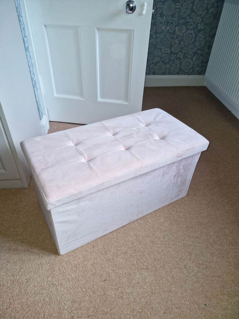 Pink Brushed Velvet Ottoman