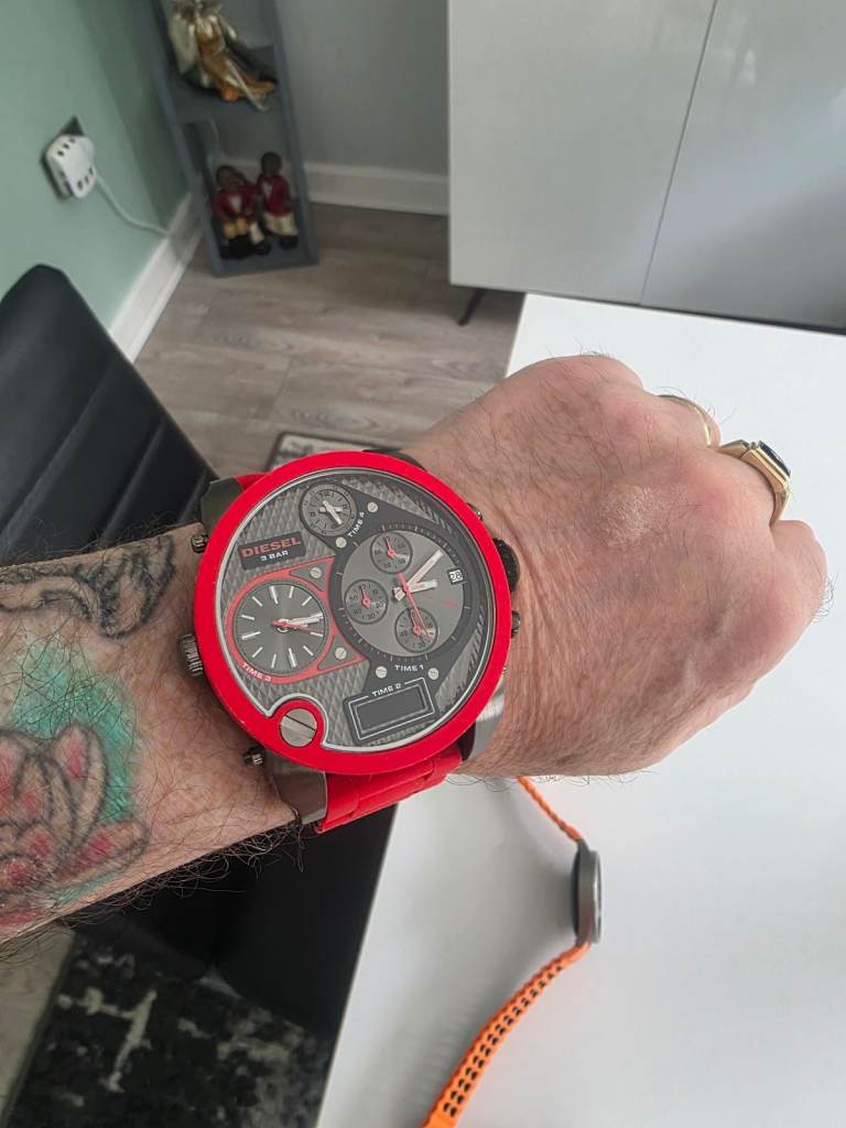 Diesel Big Face Watch – Red, Good Condition