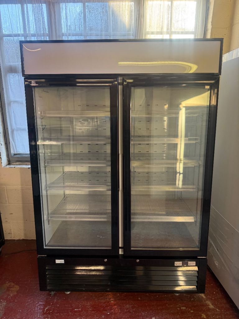 Commercial upright display freezer double door cafe shop supermarket 