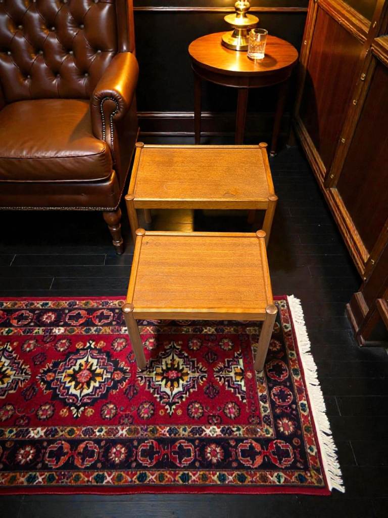 Pair of Compact Mid-Century Teak Side Tables Danish Vintage Retro Furniture