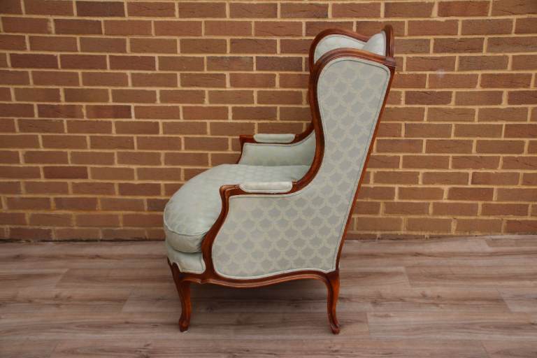 Wesley Barrell French Wingback Armchair with Footstool (UK Delivery)