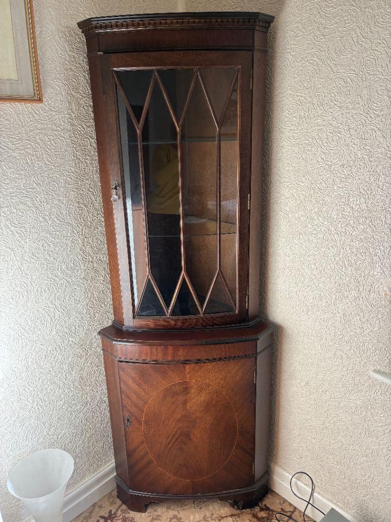Dark Wood Corner Cabinet Unit