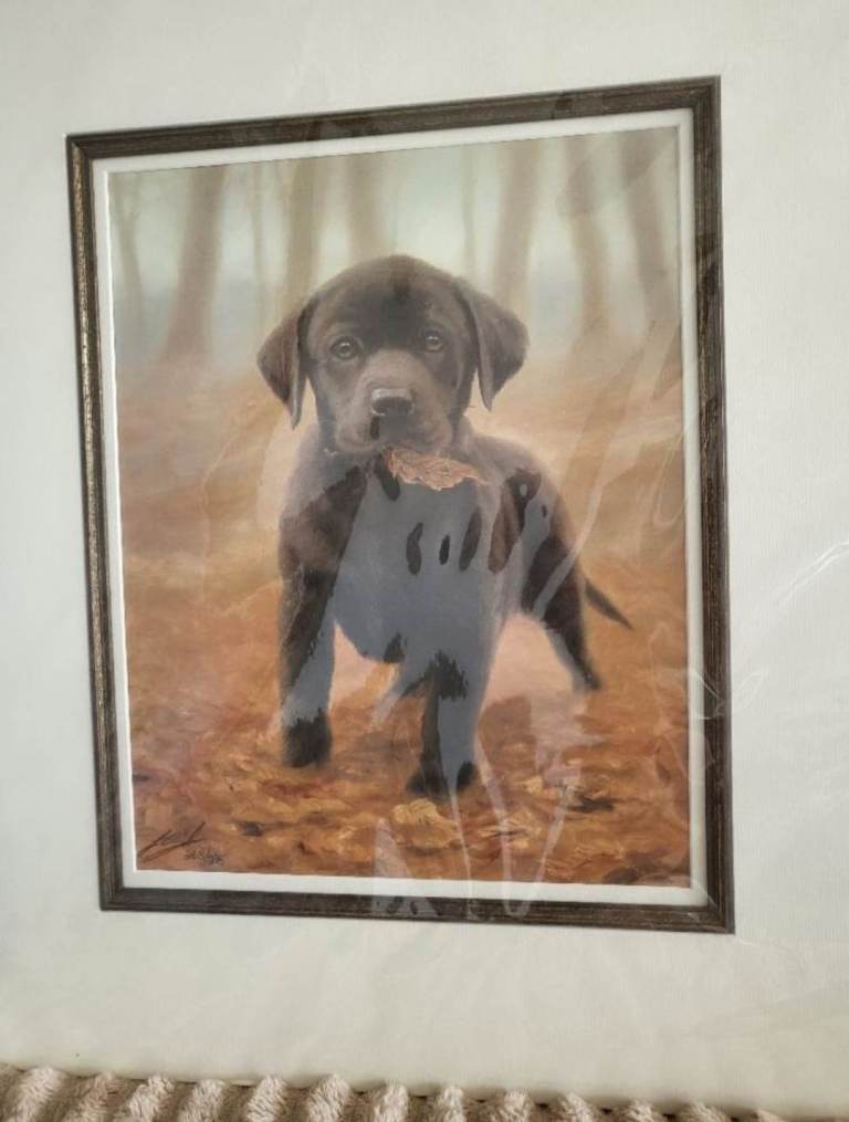 Puppy leaves painting 