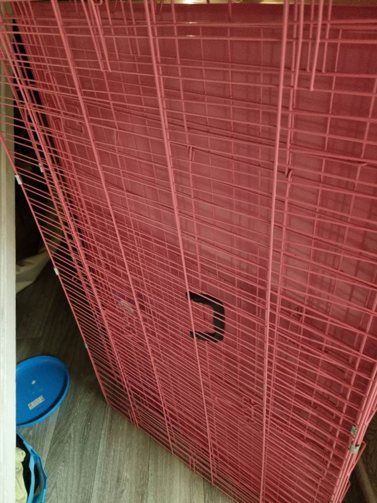 Large pink dog cage