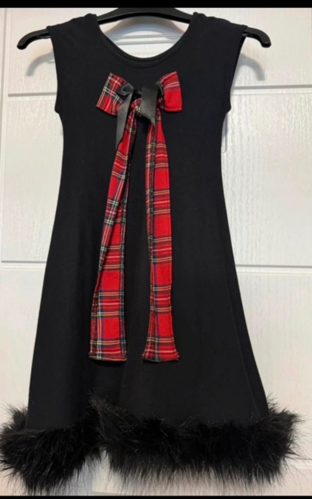 Black tartan bow dress 