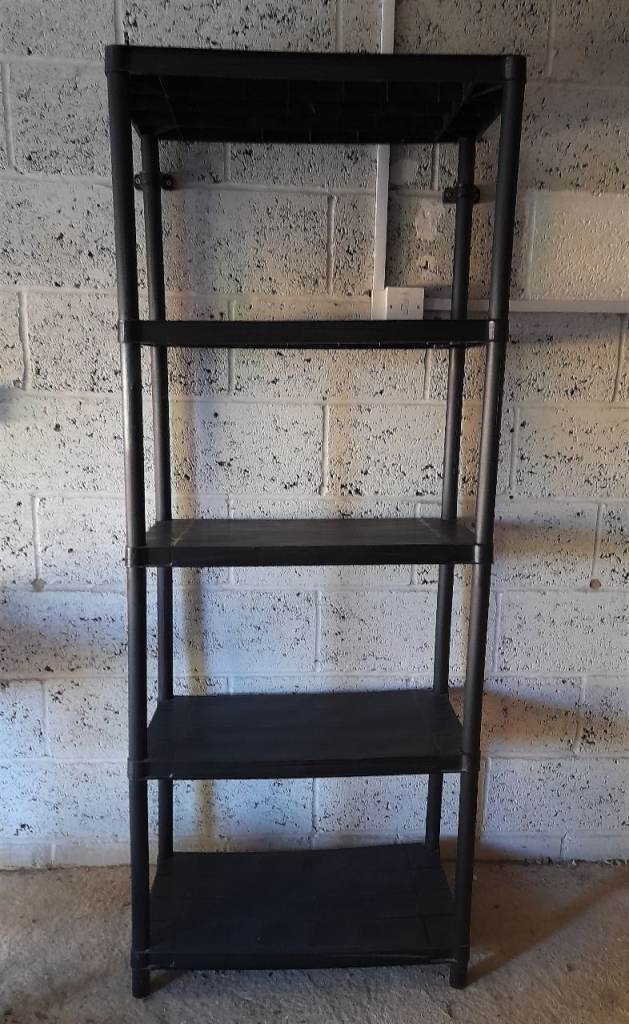 Wickes Black Plastic 5 Tier Shelving Tool Storage Unit Garage Home Office Crafts
