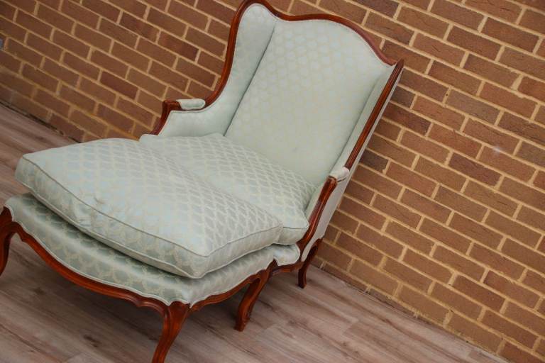 Wesley Barrell French Wingback Armchair with Footstool (UK Delivery)