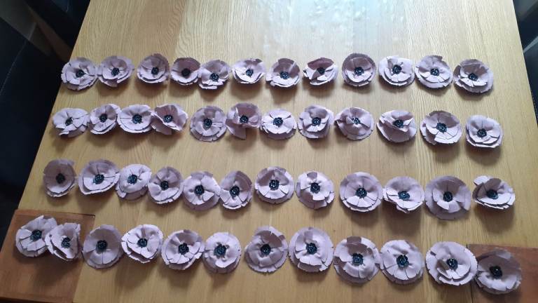 130 SWISS Hand Made Magnificent Genuine Leather Magenta Poppy Flower Embellishment-BUY ME £2 EACH