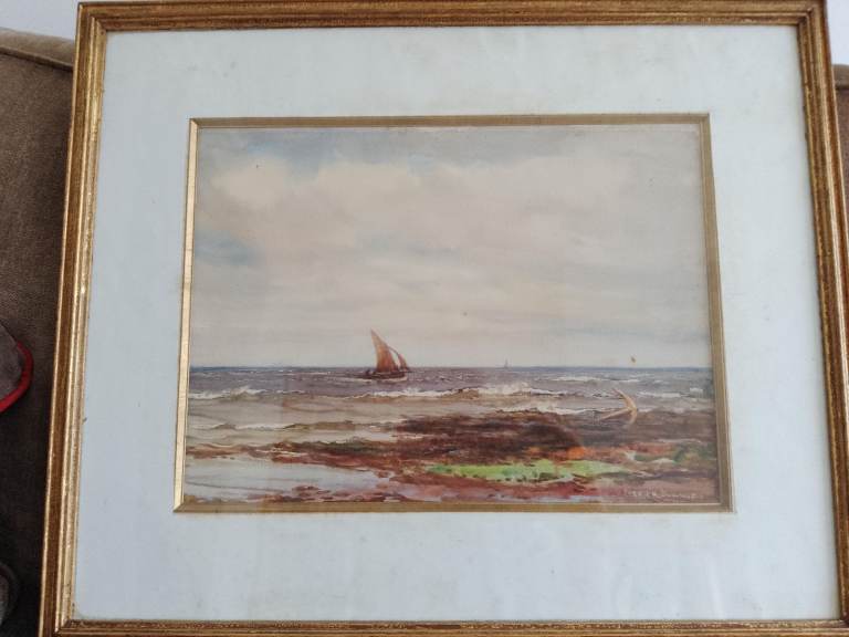 Framed Seascape Watercolour Painting by Patrick Downie RSW