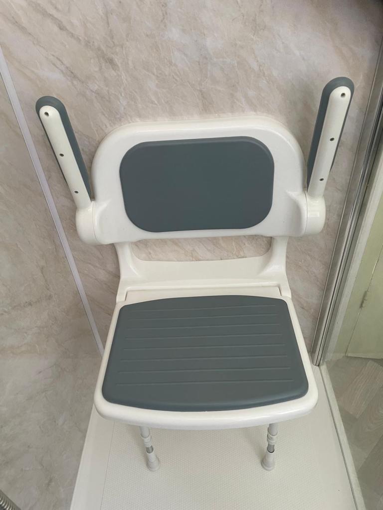 Foldable Shower Seat - White/Grey, Good Condition