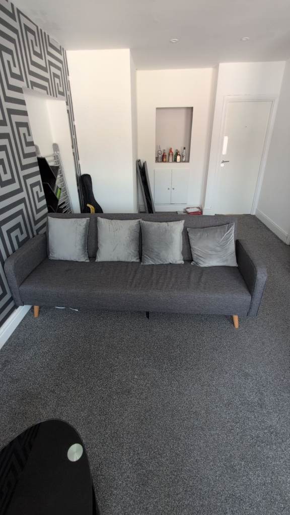 Comfortable Grey Fabric Sofa – Good Condition
