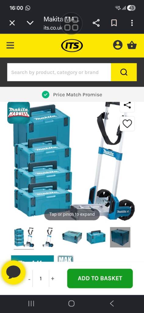 Makita MAKPAC Stacking Tool Boxes with Trolley - NEW