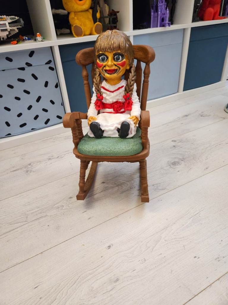 3d printed anabell doll and rocking chair