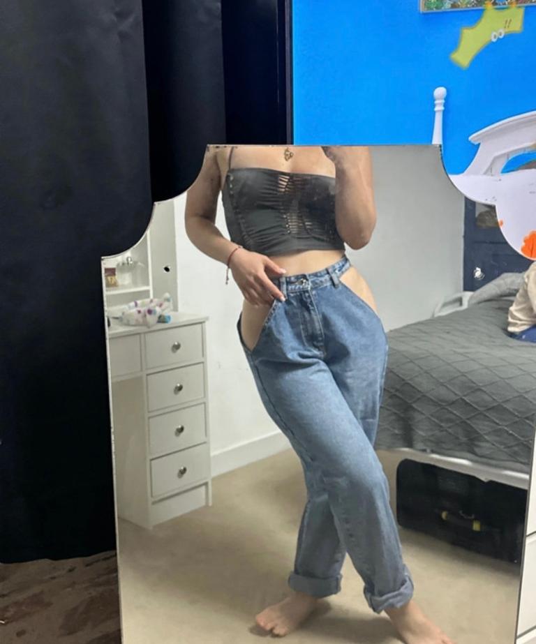 Blue Denim Cut-Out Jeans – As Good As New