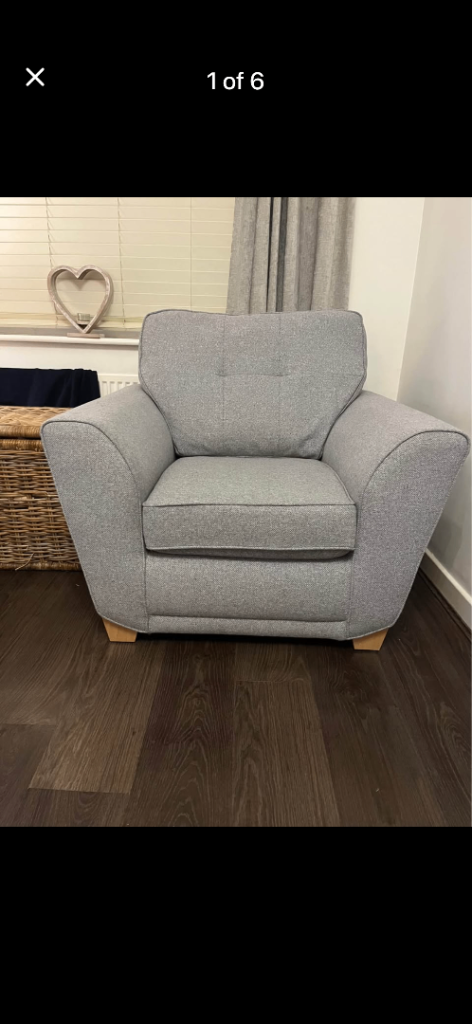 DFS Grey Armchair pair X2 Excellent Condition