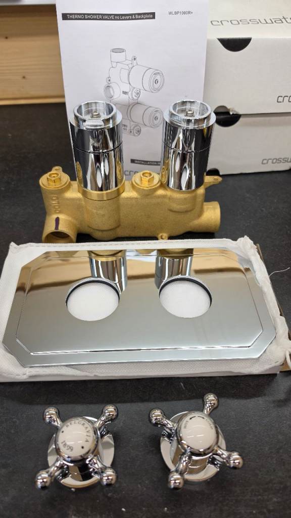 Crosswater Belgravia Chrome Thermo Shower Valve, Cover Plate & Valve Heads