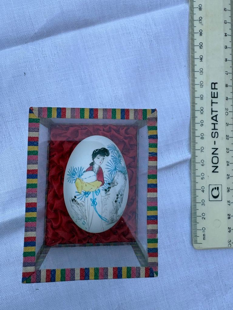 Chinese painted egg framed 