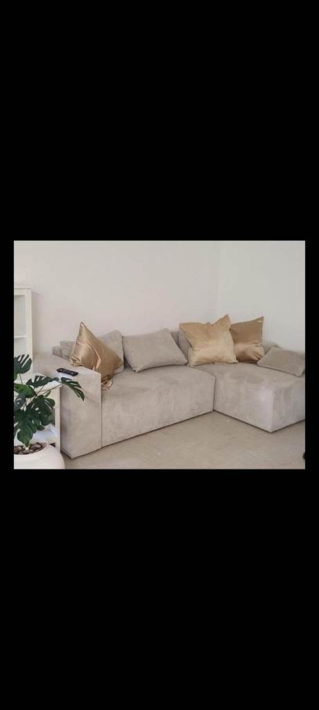 Comfy Beige Corner Sofabed with Cushions – v.Good Condition